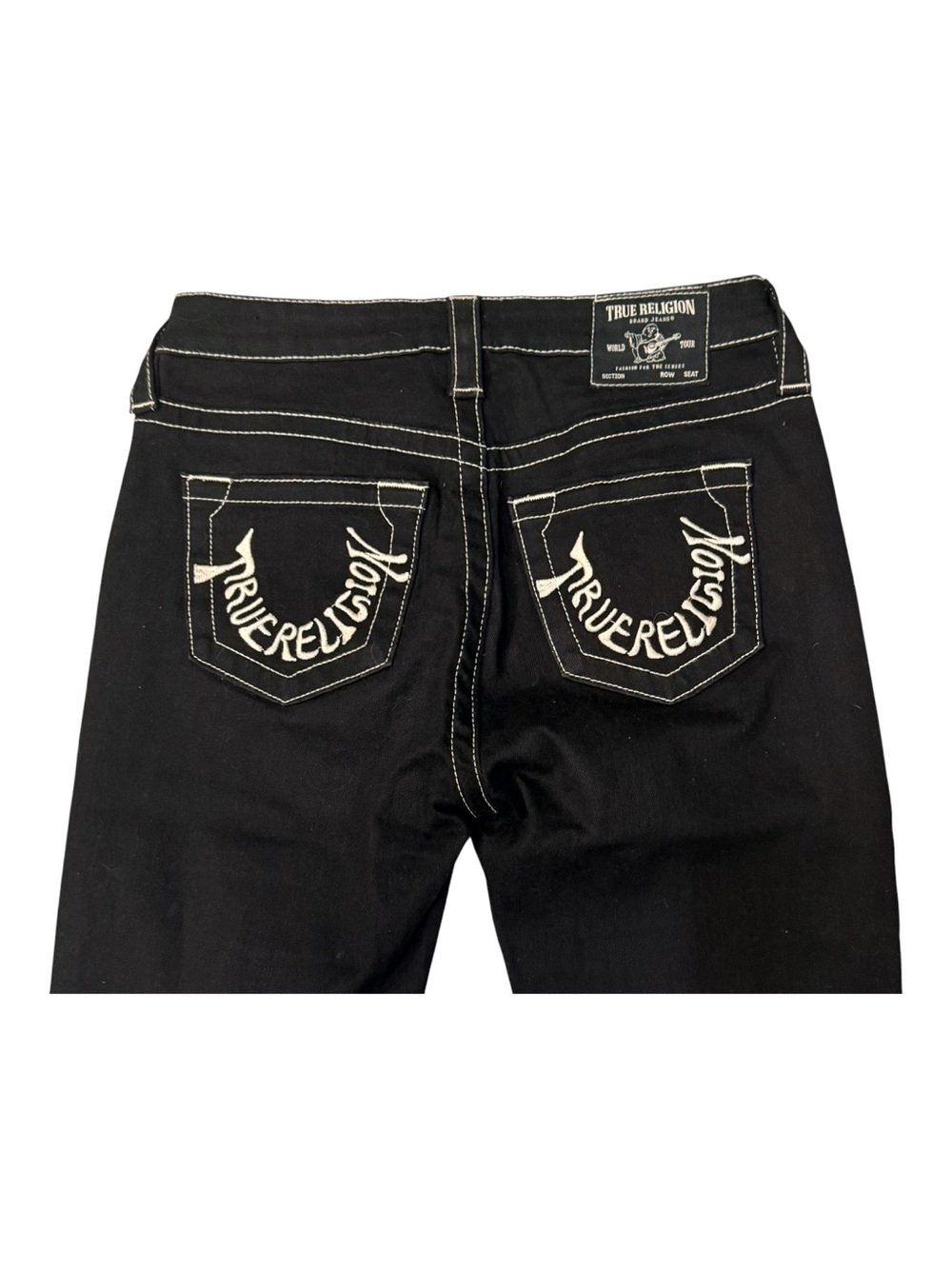True Religion Black Flared Jeans with Contrast Stitching - Picture 3 of 8